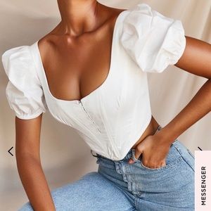 House of CB White Puff Sleeve Corset Top
